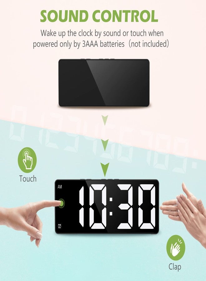 KeeKit Digital Alarm Clock, LED Alarm Clock with 6.5in Large Display, Upgraded LED Desktop Clock with USB Port for Charging, 3 Adjustable Brightness, Snooze Function for Bedroom, Home & Office - Image 5